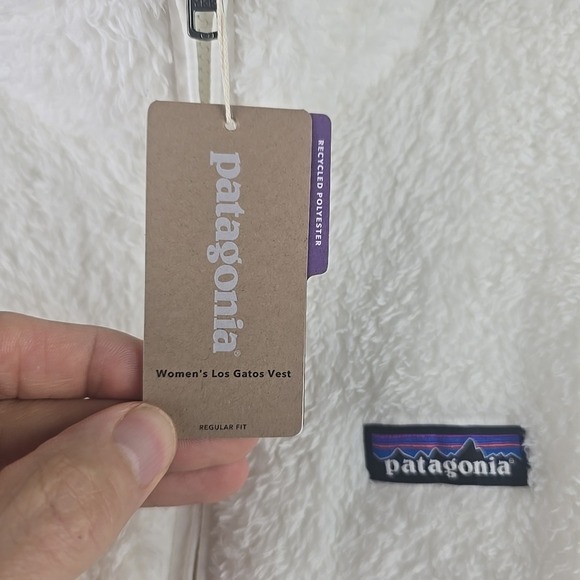 Patagonia Vest Women Small Birch White Los Gatos Sherpa Fleece Full Zip Logo NWT - Picture 3 of 8